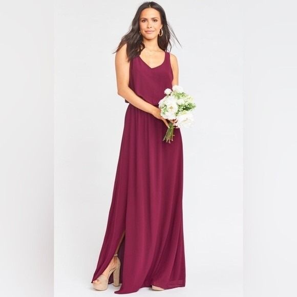 NWT Show Me Your Mumu Kendall Maxi Dress Merlot Chiffon Size Small - Picture 5 of 11